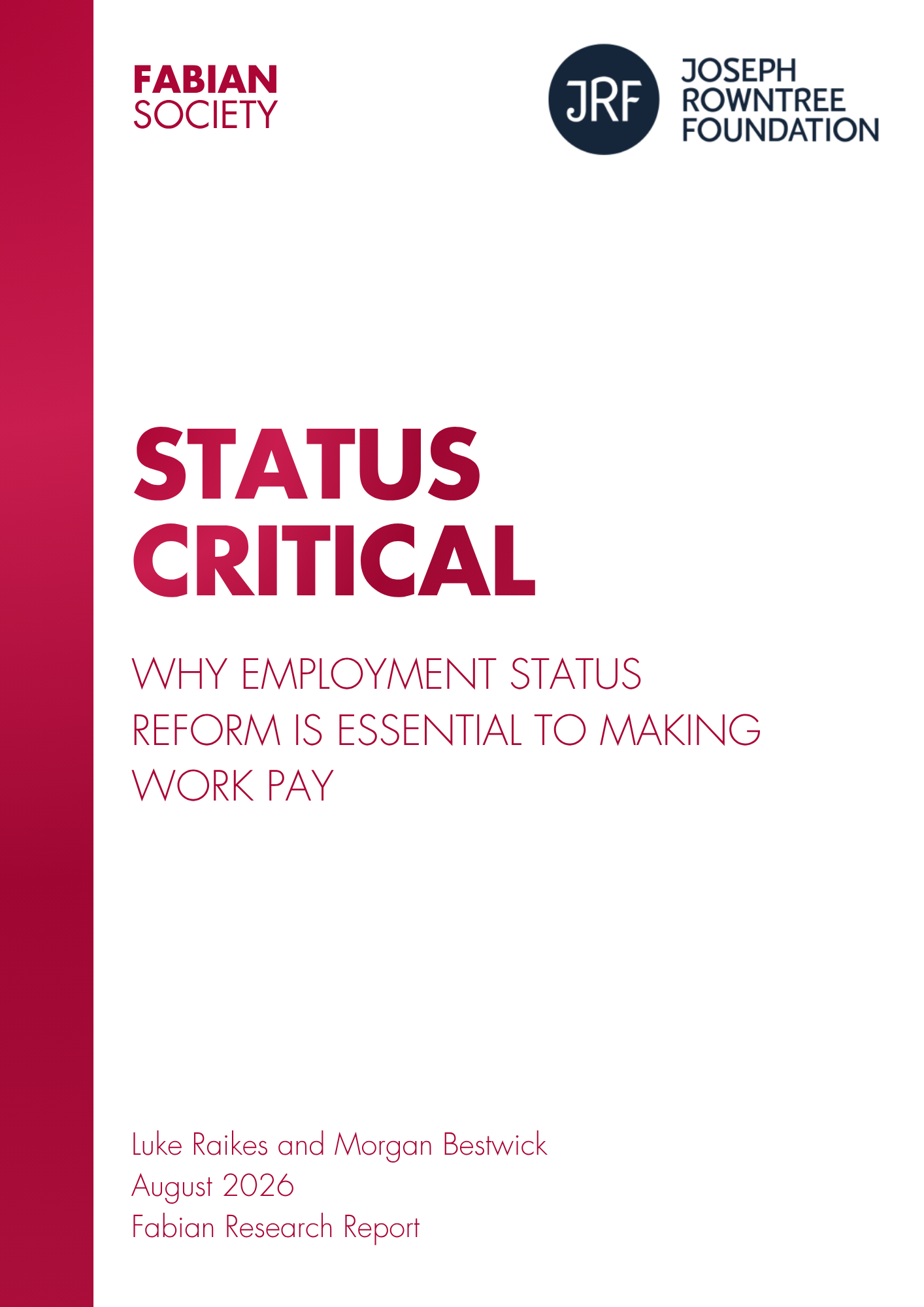 Cover of Status Critical, a Fabian Society research report
